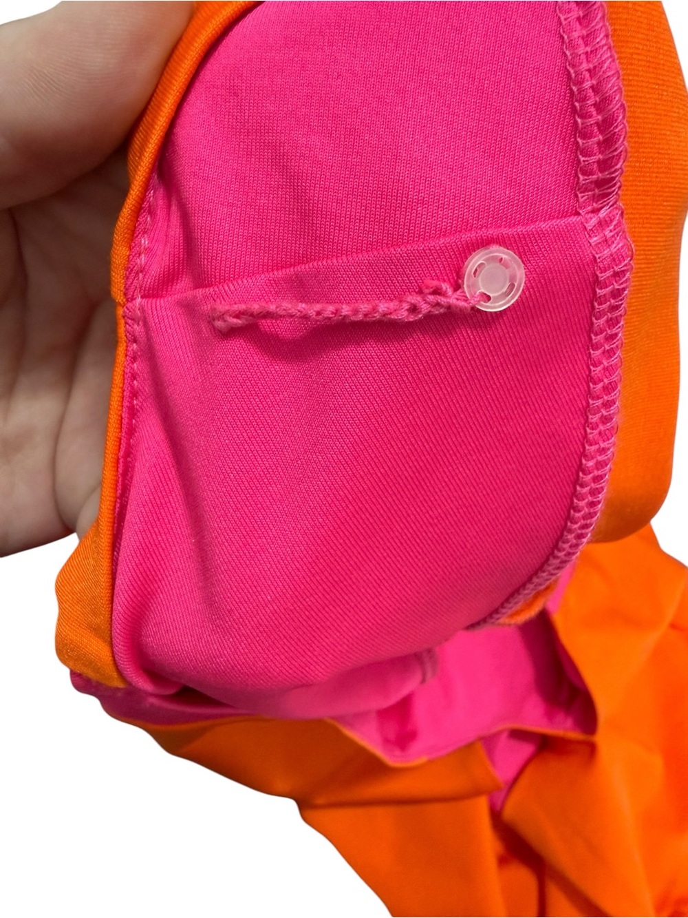 NWT Gretchen Scott Jersey Tee Topper Color Block Top Orange Pink Large - Picture 6 of 8
